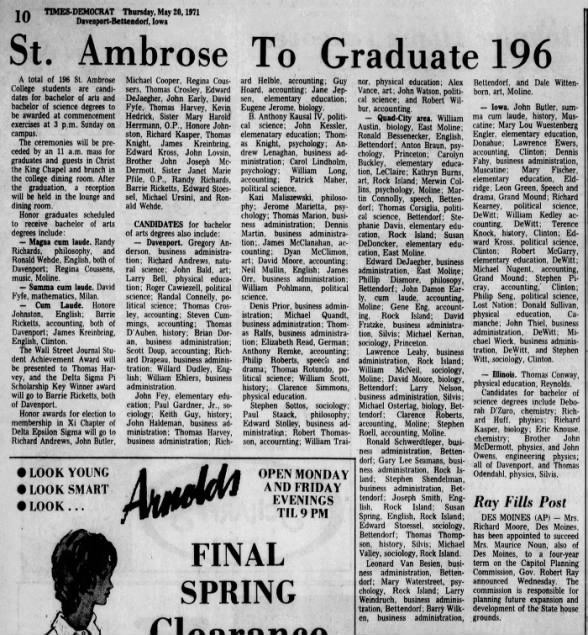 Clipping from Quad-City Times